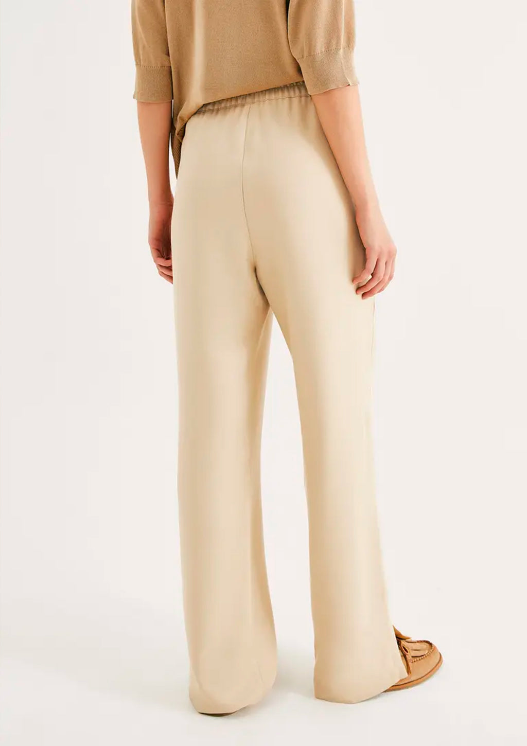 Calça Carrot Em Viscose Creponada Hering Cintura Alta Feminina - Creme