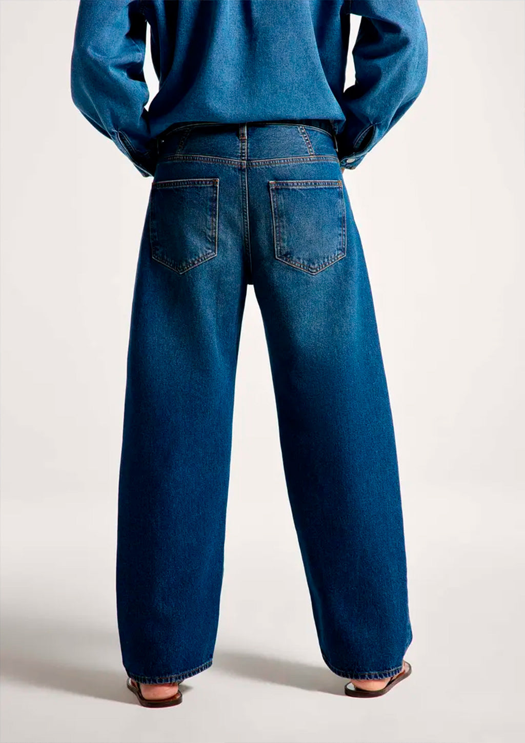 Calça Jeans Barrel Hering Cintura Média Feminino - Azul