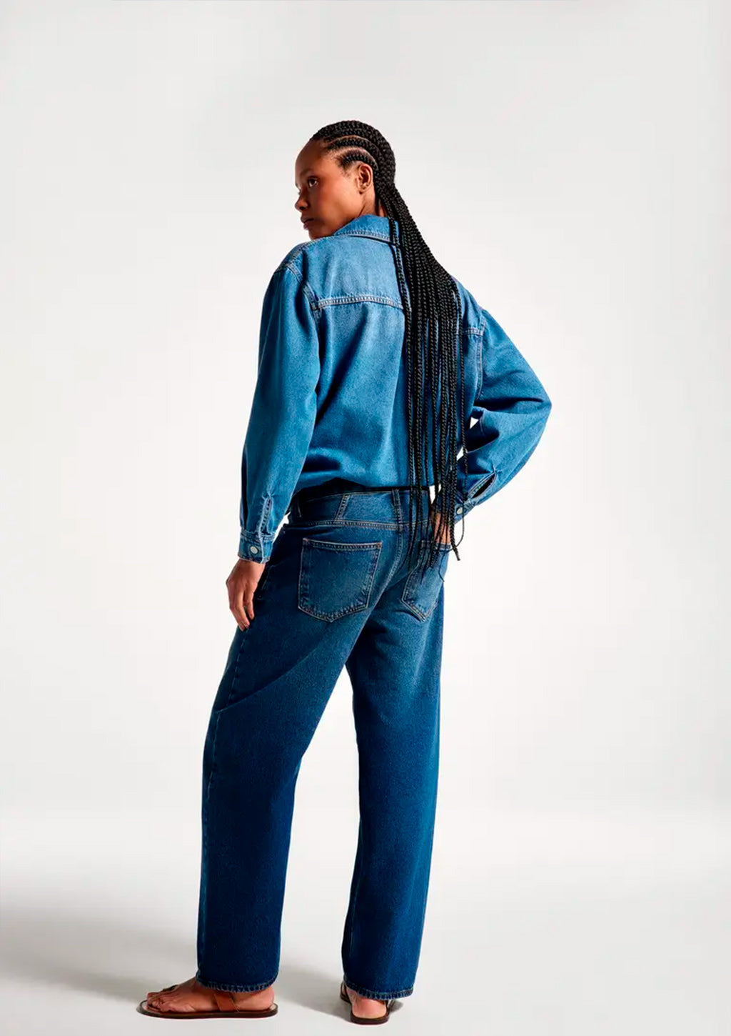 Calça Jeans Barrel Hering Cintura Média Feminino - Azul