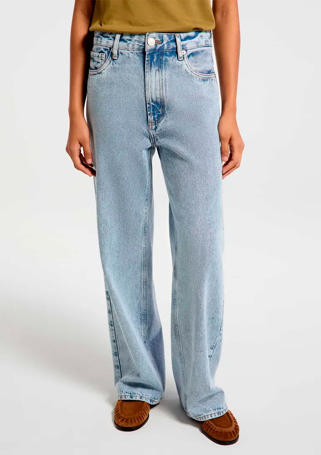 Calça Jeans Wide Leg Hering Cintura Média Feminina - Azul