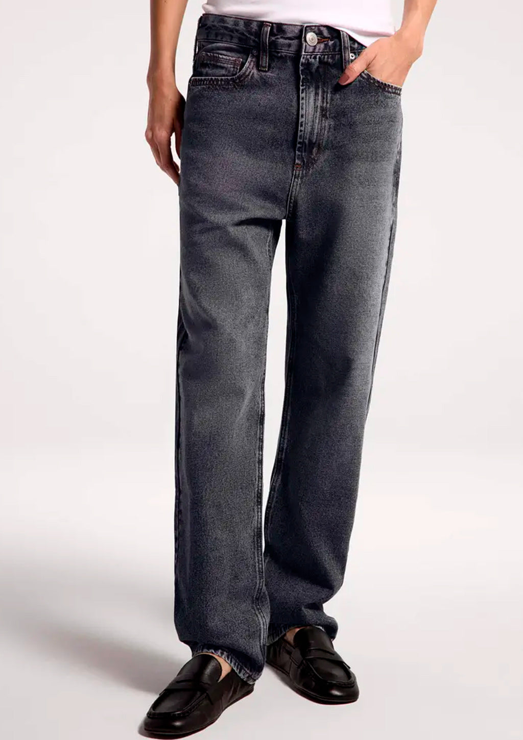 Calça Jeans Reta Hering Cintura Média Feminina - Preto