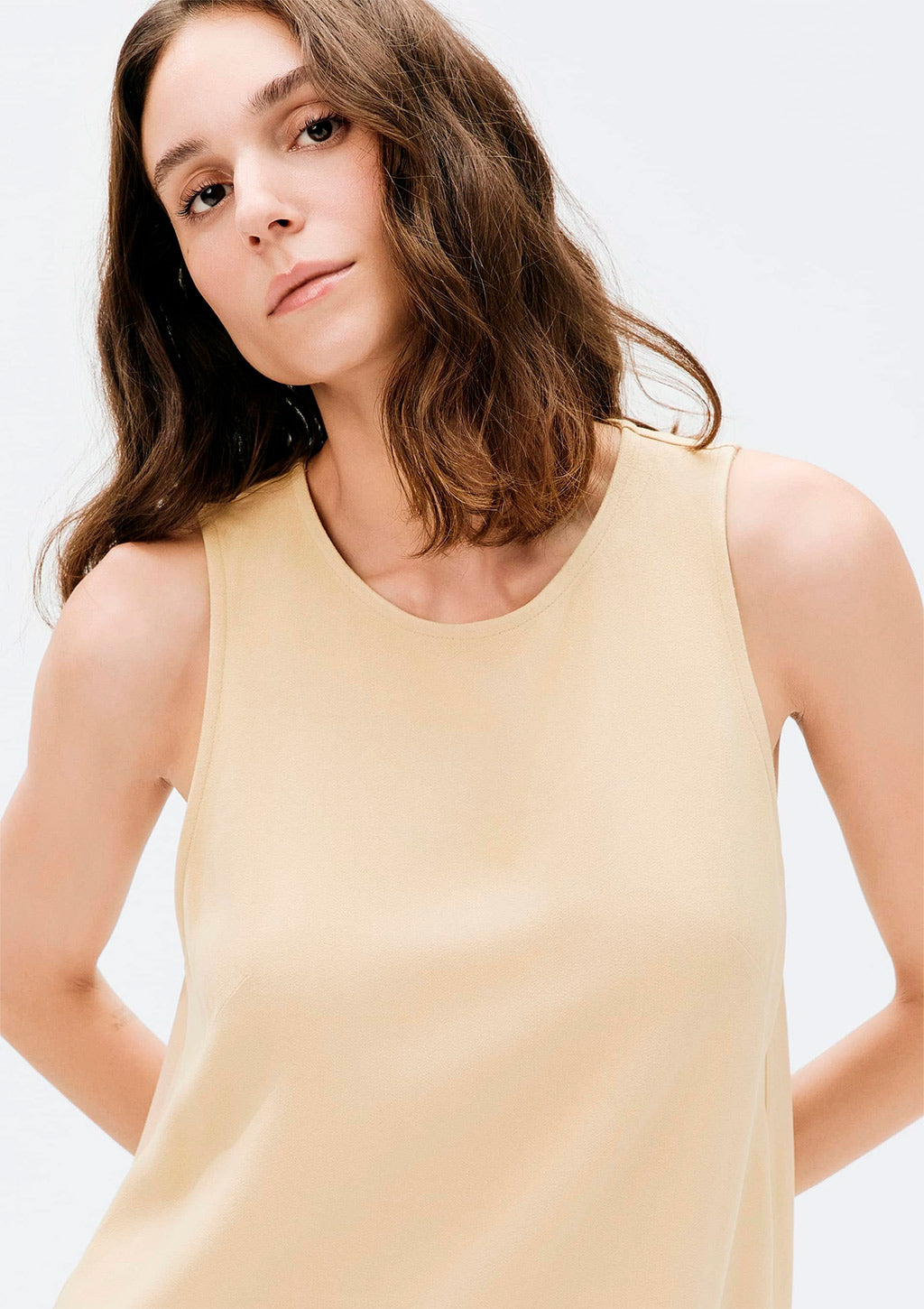 Vestido Regata Curto Hering Em Viscose Feminino - Bege