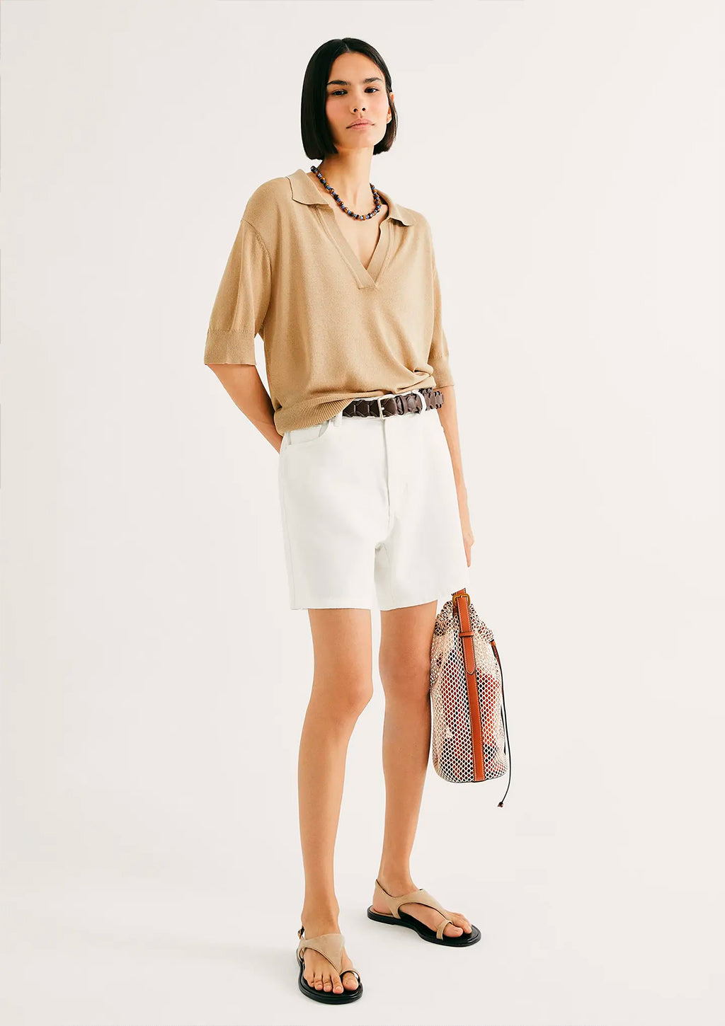 Shorts Mom Em Sarja Hering Cintura Alta Básico Feminino - Branco