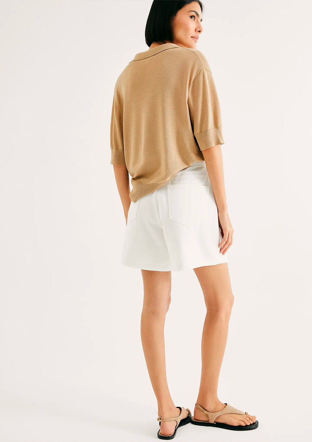 Shorts Mom Em Sarja Hering Cintura Alta Básico Feminino - Branco