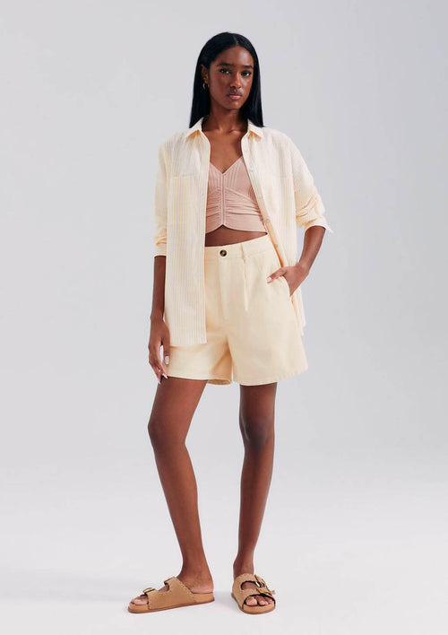 Bermuda de Sarja Feminina Estonada Hering - Amarelo