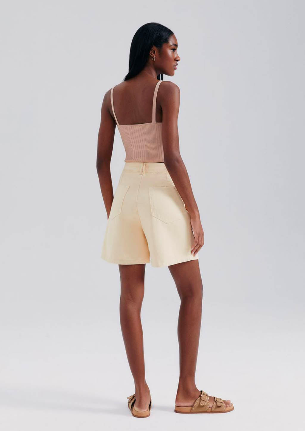 Bermuda de Sarja Feminina Estonada Hering - Amarelo
