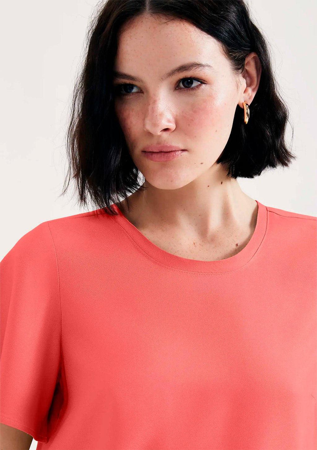 Blusa Manga Evasê Hering Em Viscose Creponada Feminina - Vermelho