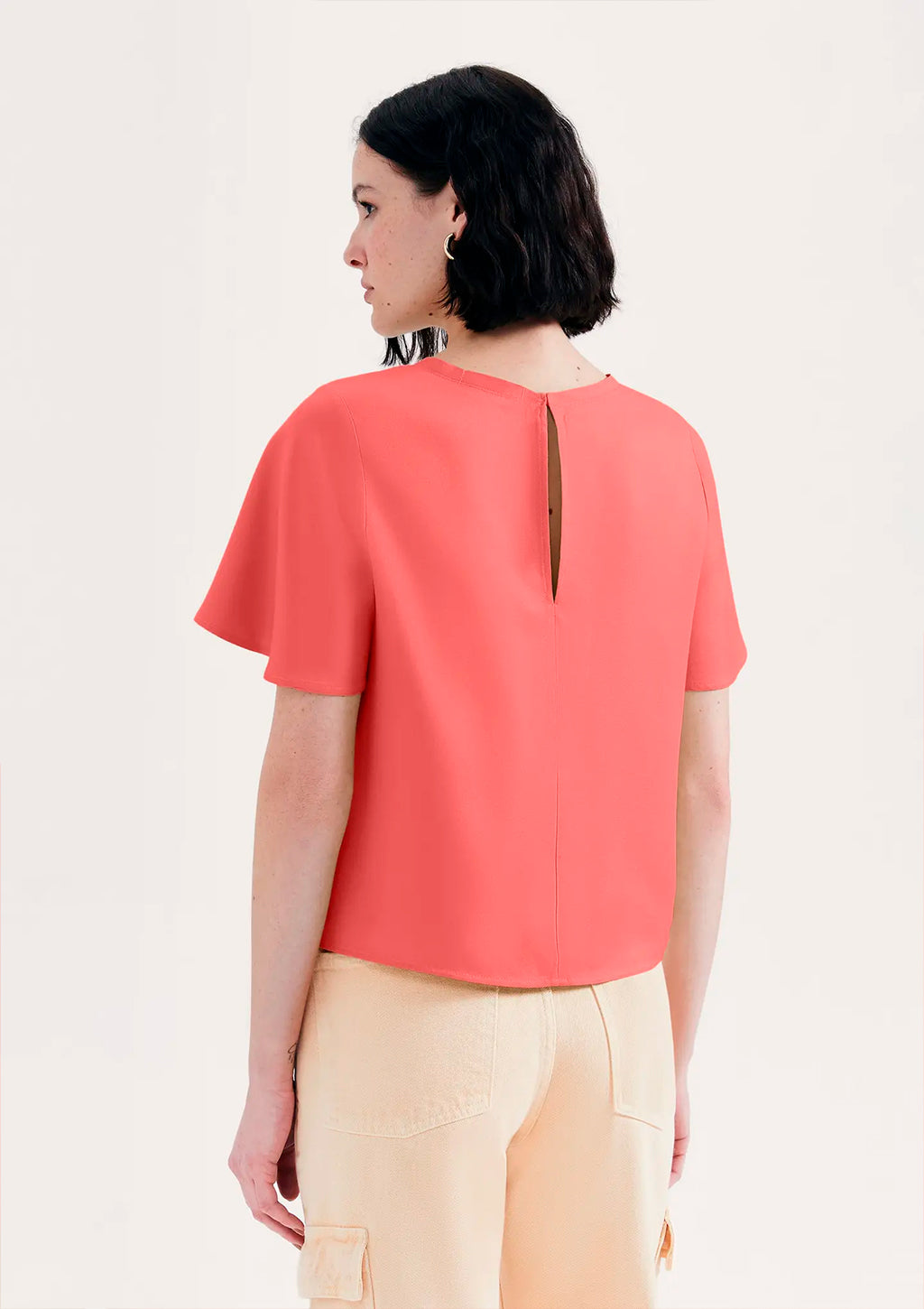 Blusa Manga Evasê Hering Em Viscose Creponada Feminina - Vermelho