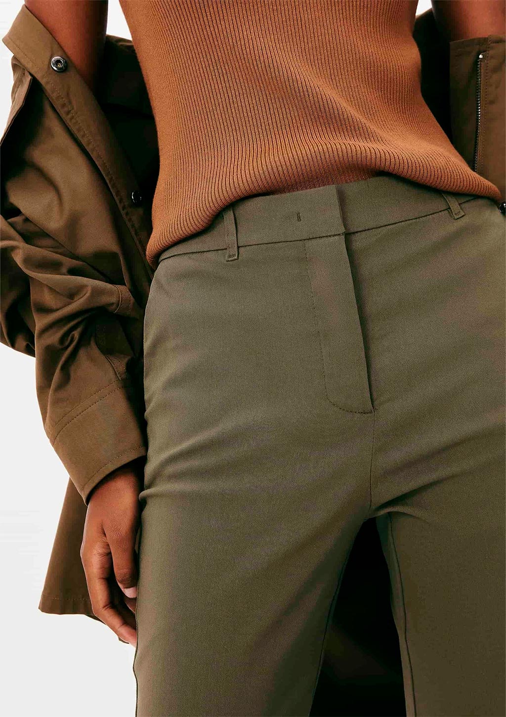 Calça Básica Hering Cintura Média Em Alfaiataria Feminina - Verde