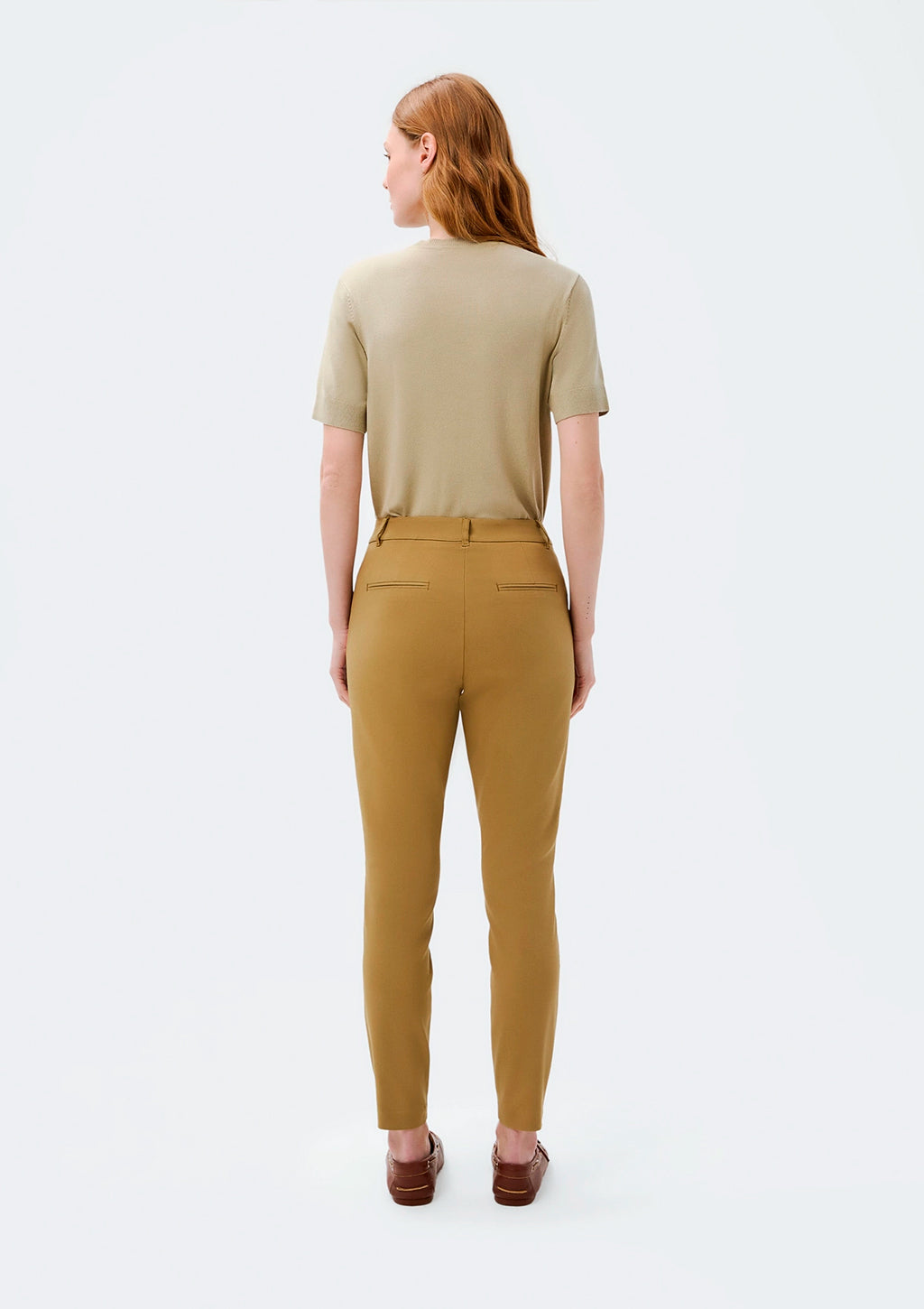 Calça Cintura Média Hering Em Alfaiataria Feminina - Caqui