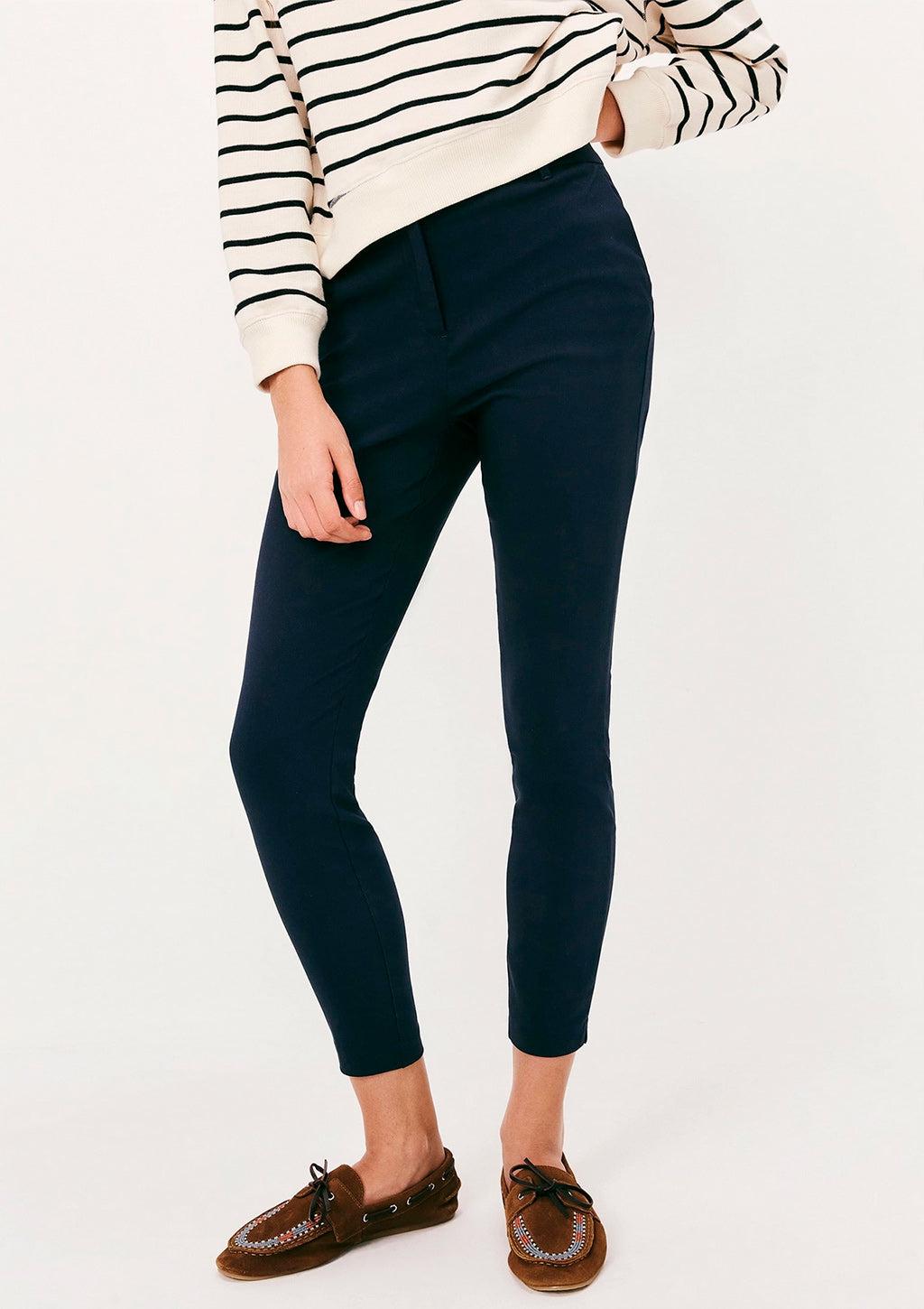 Calça Cintura Média Hering Em Alfaiataria Feminina - Azul