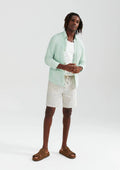 Camisa Manga Longa Slim Masculina Em Linho Hering - Verde
