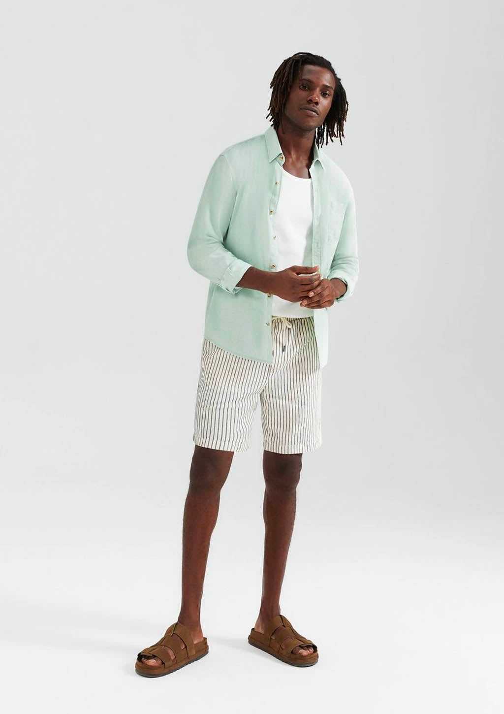 Camisa Manga Longa Slim Masculina Em Linho Hering - Verde