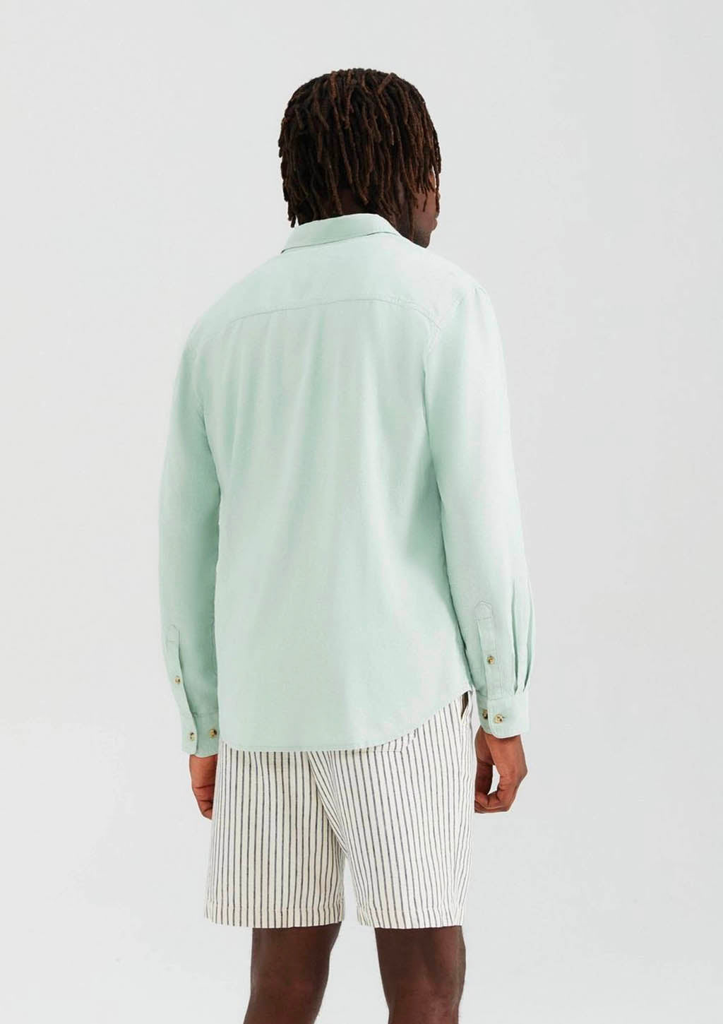 Camisa Manga Longa Slim Masculina Em Linho Hering - Verde