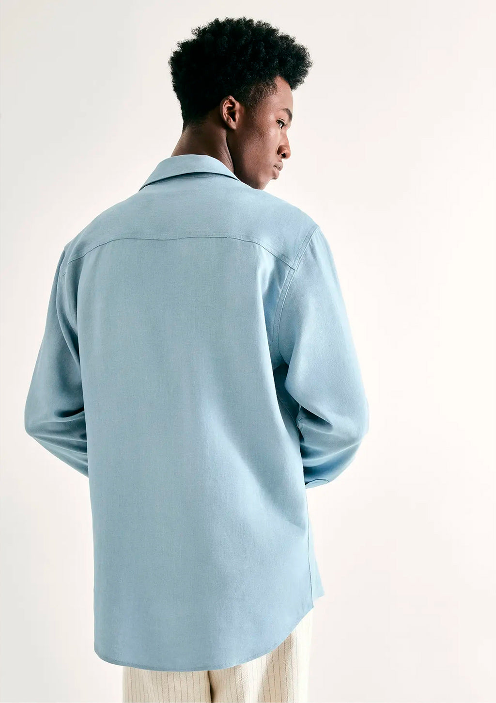 Camisa Manga Longa Slim Hering Em Linho Masculina - Azul