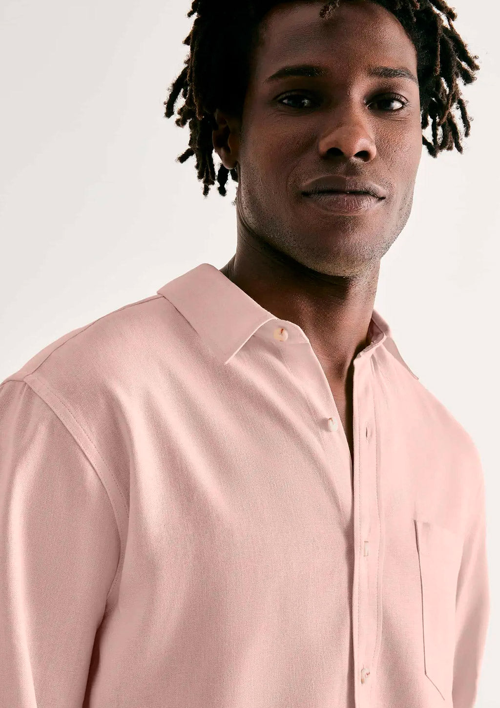 Camisa Manga Longa Hering Em linho Masculina - Rosa