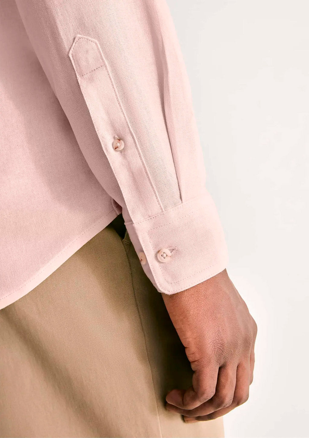 Camisa Manga Longa Hering Em linho Masculina - Rosa