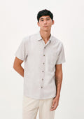 Camisa Slim Manga Curta Hering Em Linho Masculina - Cinza