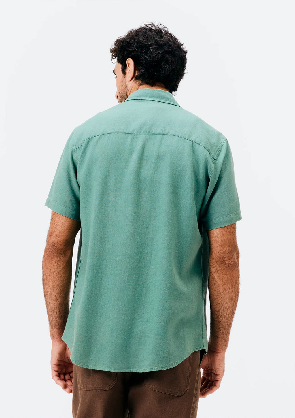Camisa Manga Curta Hering Slim Em Linho Masculina - Verde