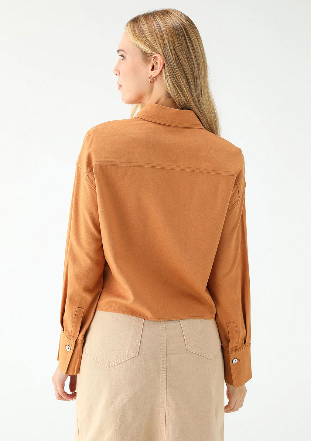 Camisa Hering Manga Longa Feminina - Caramelo