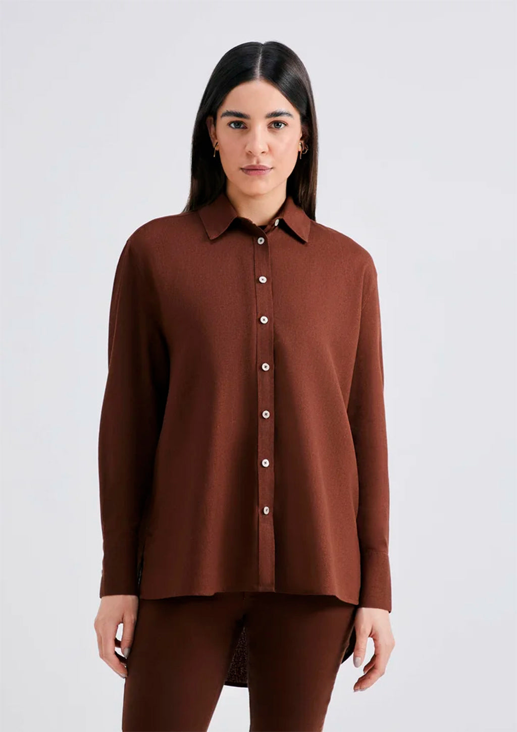 Camisa Básica Hering Feminina - Marrom