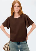 Blusa Manga Godê Hering Com Linho Feminina - Marrom