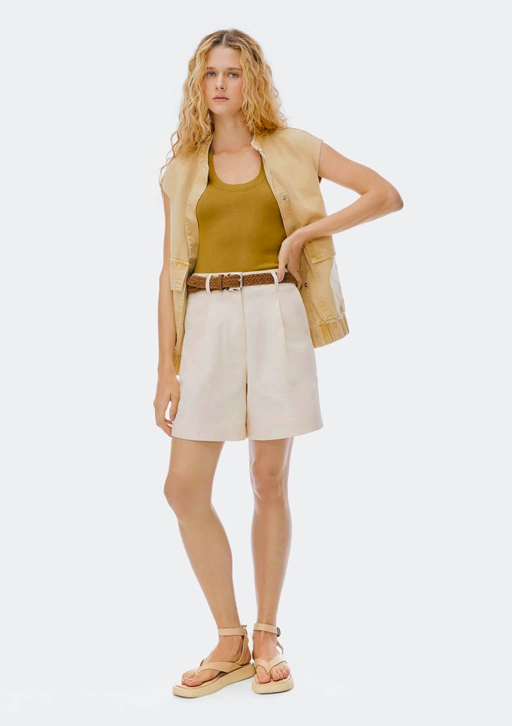 Regata Feminina Slim Decote U Em Tricô De Viscose Hering - Caqui
