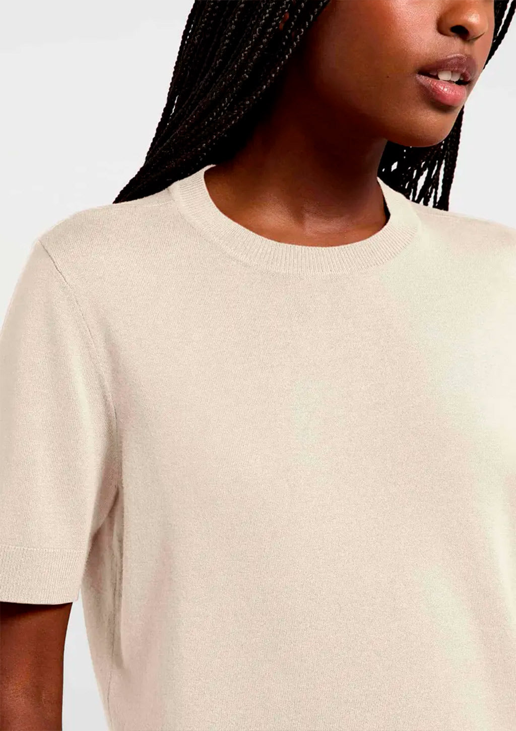 Blusa Manga Curta Hering Em Tricô Leve Feminina - Creme