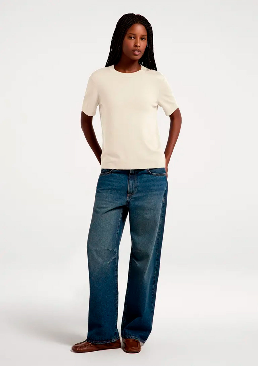Blusa Manga Curta Hering Em Tricô Leve Feminina - Creme