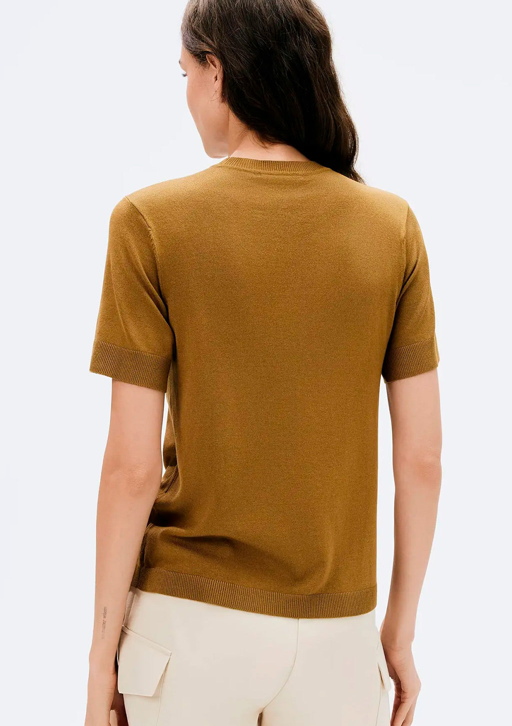 Blusa Manga Curta Hering Em Tricô Leve Feminina - Caqui