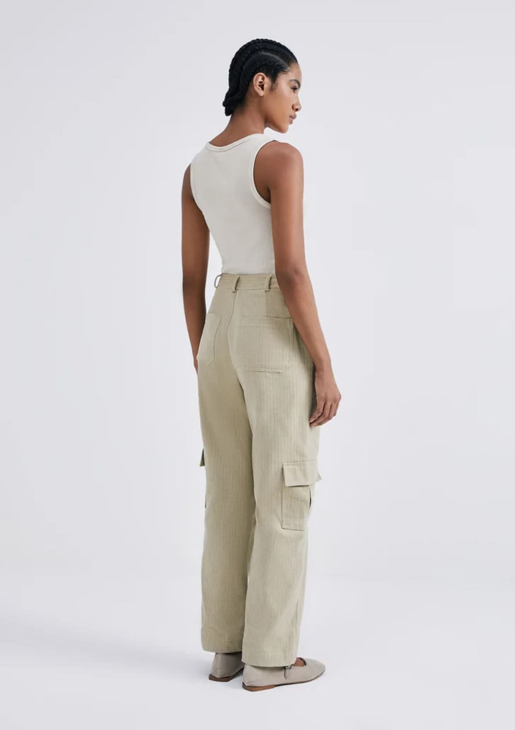 Calça Cargo Hering Em Alfaiataria Feminina - Bege