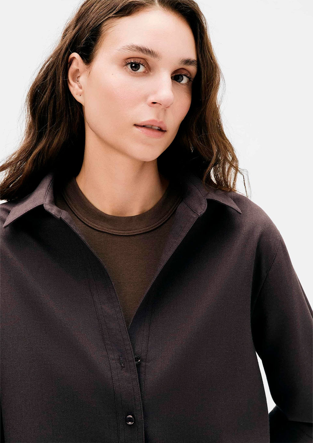 Camisa Manga 7/8 Hering Com Linho Feminina - Cinza