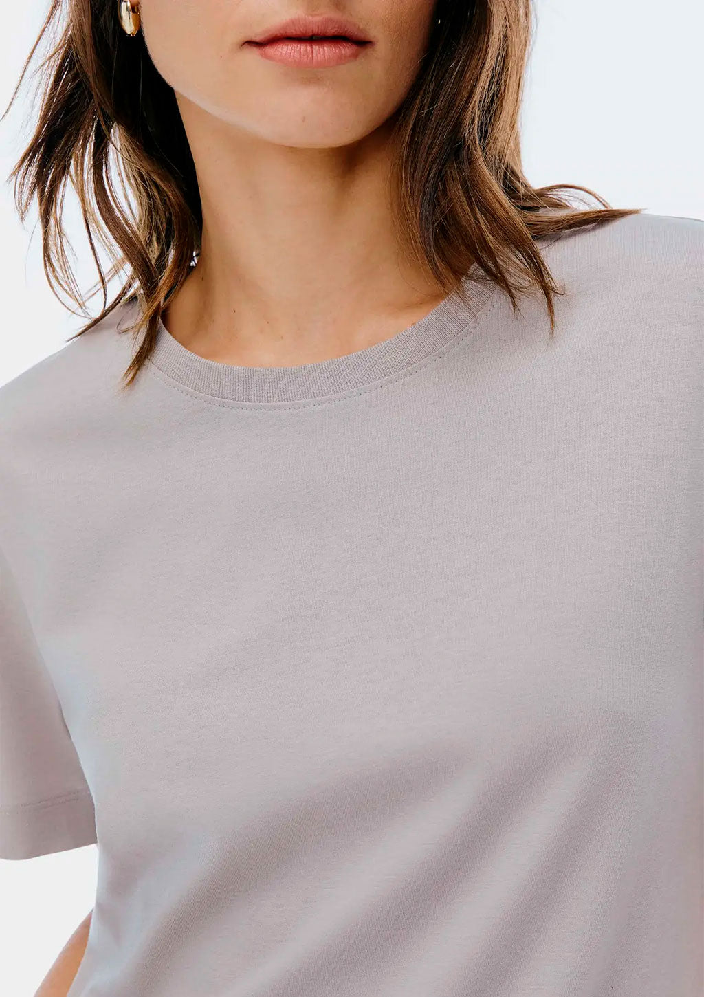Camiseta Manga Curta Hering Básica Feminina - Cinza