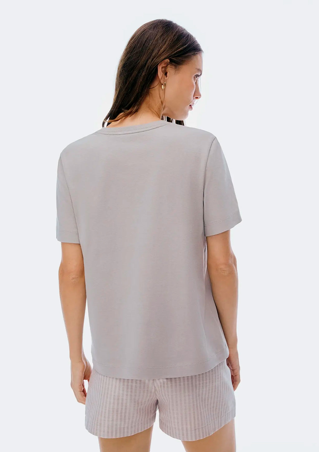 Camiseta Manga Curta Hering Básica Feminina - Cinza