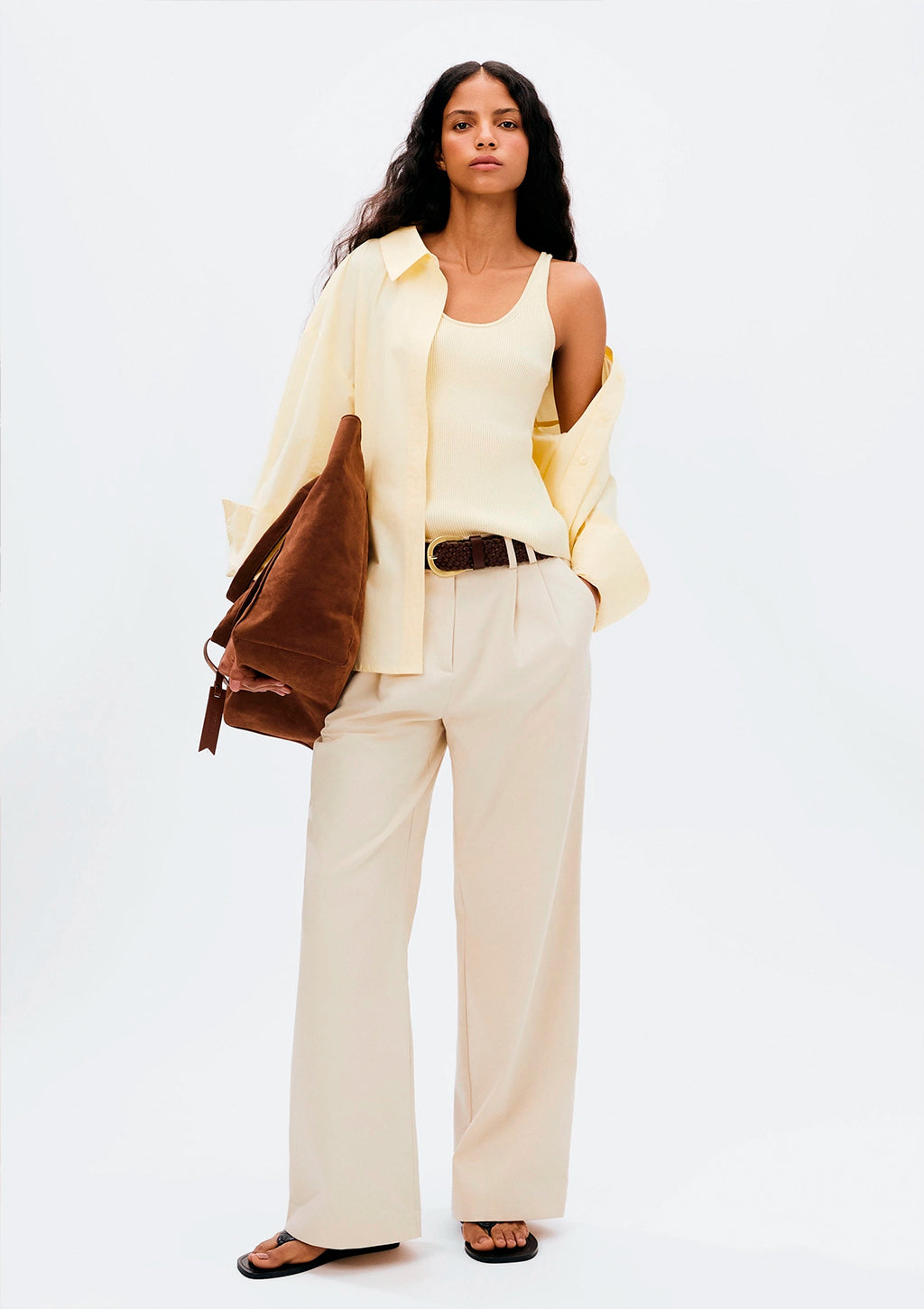 Regata Slim Hering Em Tricô Leve Feminina - Creme