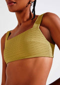Top Biquíni Reto Hering Com Fio Lycra Texturizado Feminino - Verde
