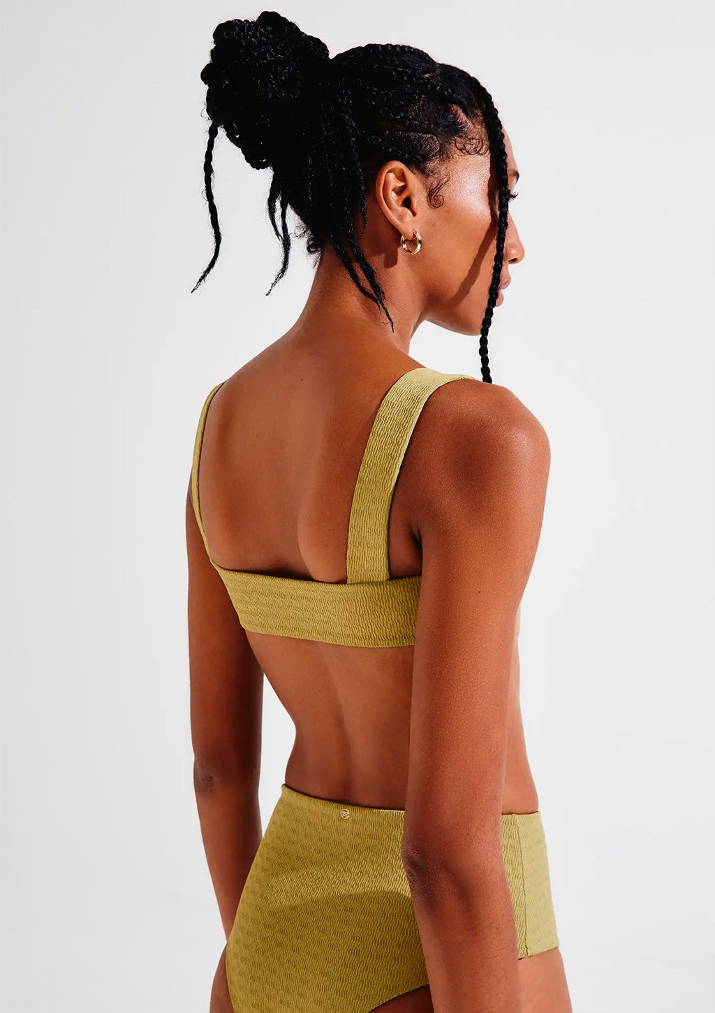 Top Biquíni Reto Hering Com Fio Lycra Texturizado Feminino - Verde