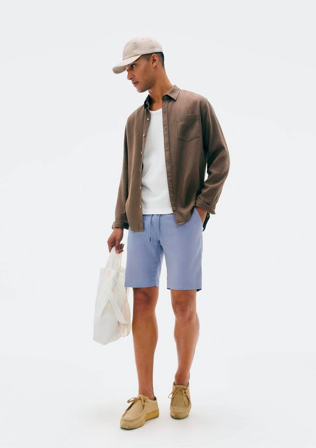 Bermuda Masculina Chino Em Linho Hering - Azul