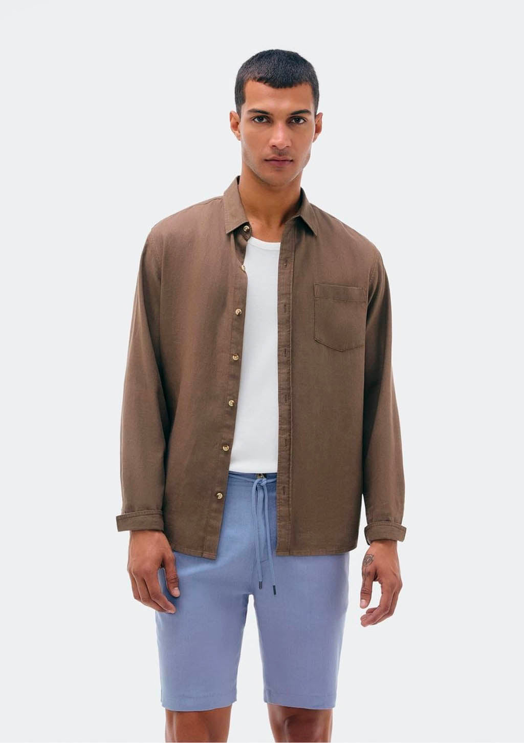 Bermuda Masculina Chino Em Linho Hering - Azul