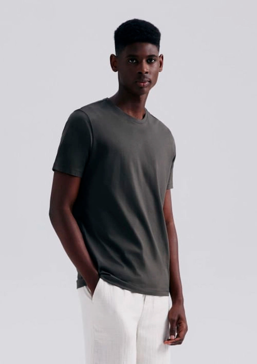 Camiseta Manga Curta Hering Pima Masculina - Chumbo
