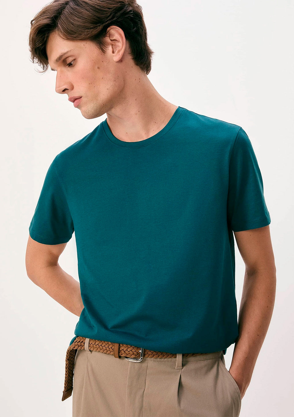 Camiseta Manga Curta Hering Básica Algodão Pima Masculina - Verde
