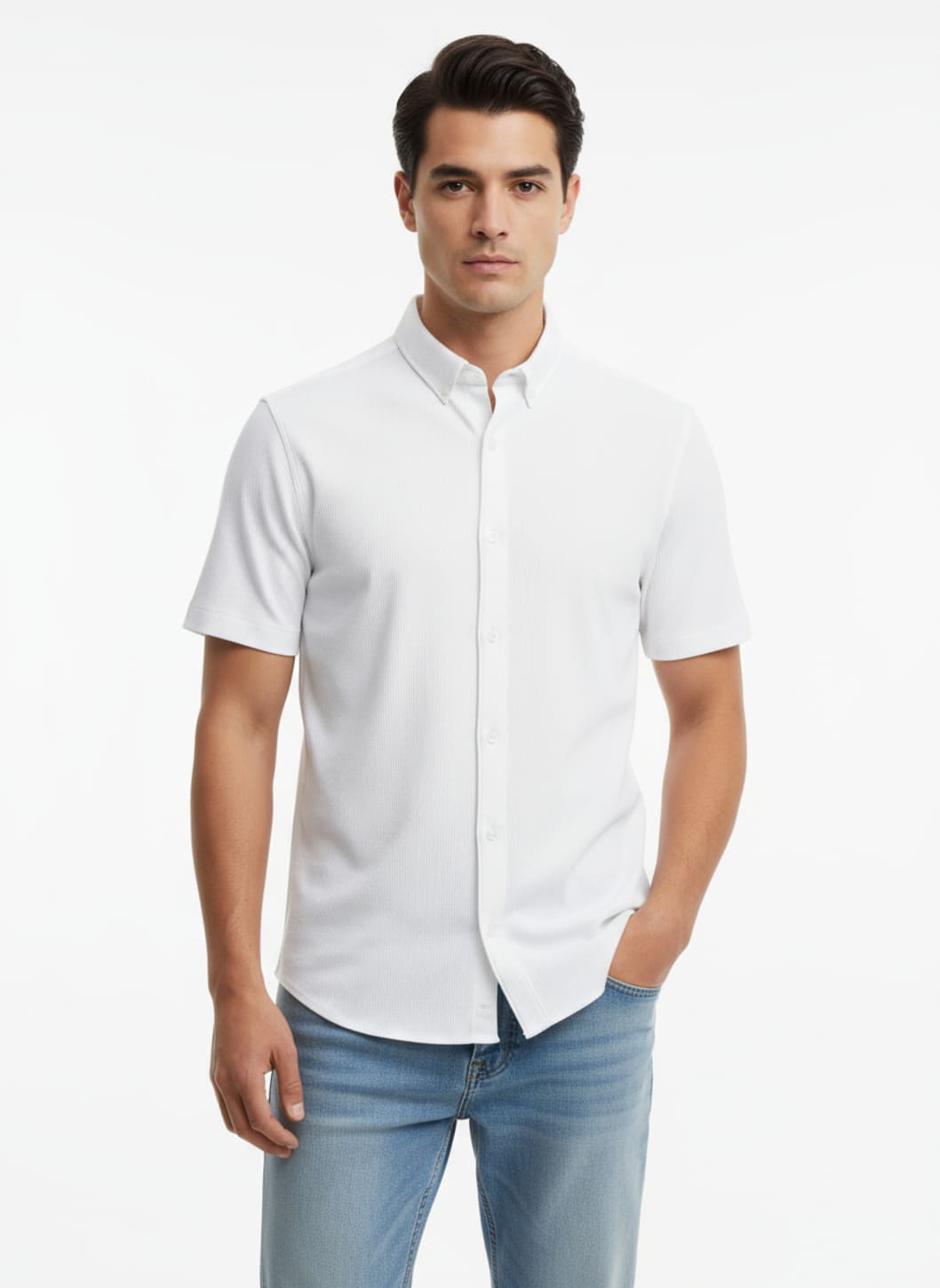 Camisa Hering Manga Longa Canelada Masculina - Branca