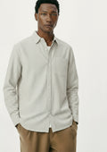 Camisa Básica Hering Listrada Manga Longa Masculina - Branca