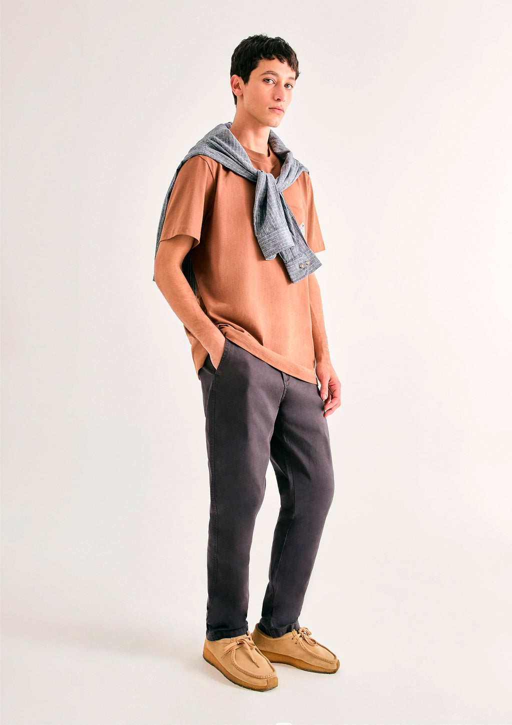 Calça Básica Hering Chino Slim Em Sarja Com Elastano Masculina - Cinza
