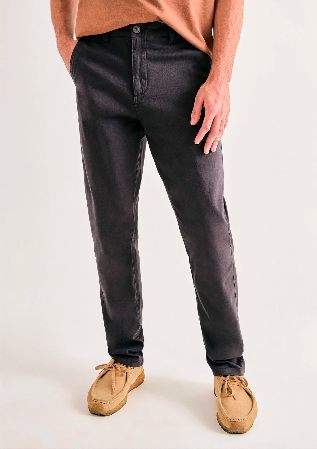 Calça Básica Hering Chino Slim Em Sarja Com Elastano Masculina - Cinza