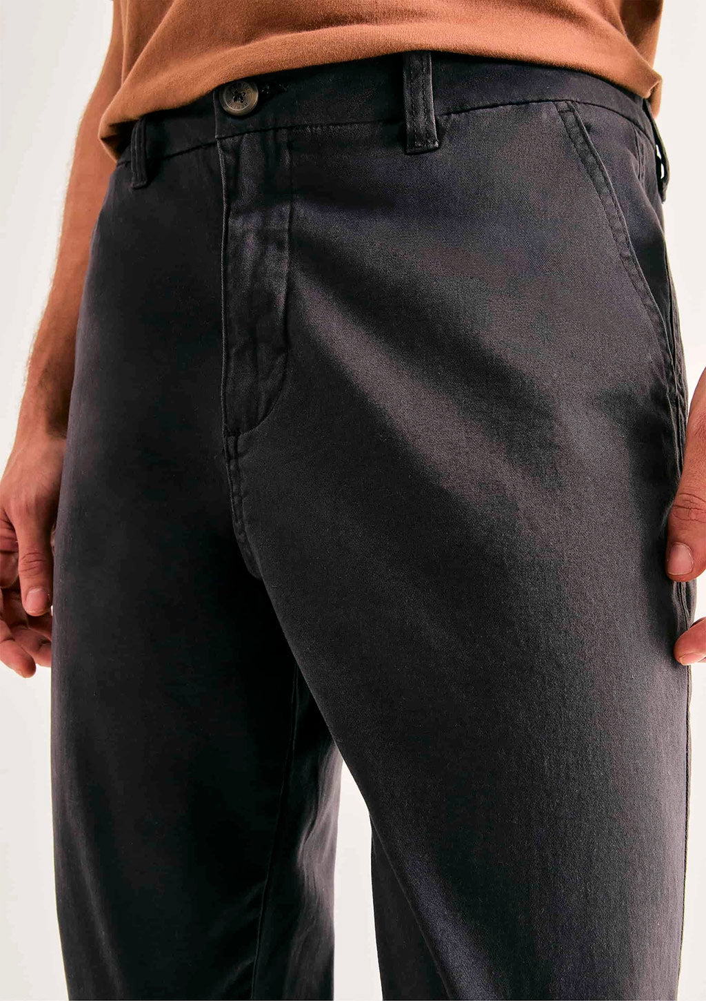 Calça Básica Hering Chino Slim Em Sarja Com Elastano Masculina - Cinza