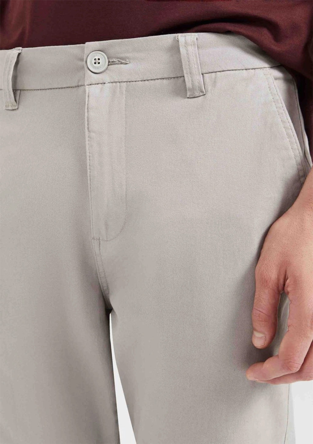 Calça Básica Hering Chino Slim Em Sarja Com Elastano Masculina - Cinza