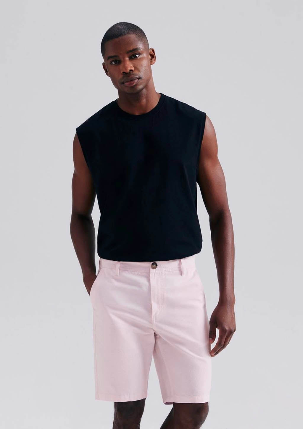 Bermuda Masculina Chino Em Fio Tinto hering - Rosa