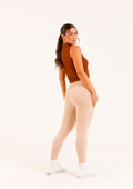 Calça Legging Linha Leve Sem Costura Em Tecido Canelado Feminina - Areia