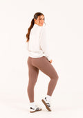 Calça Legging Linha Leve Sem Costura Em Tecido Canelado Feminina - Marrom